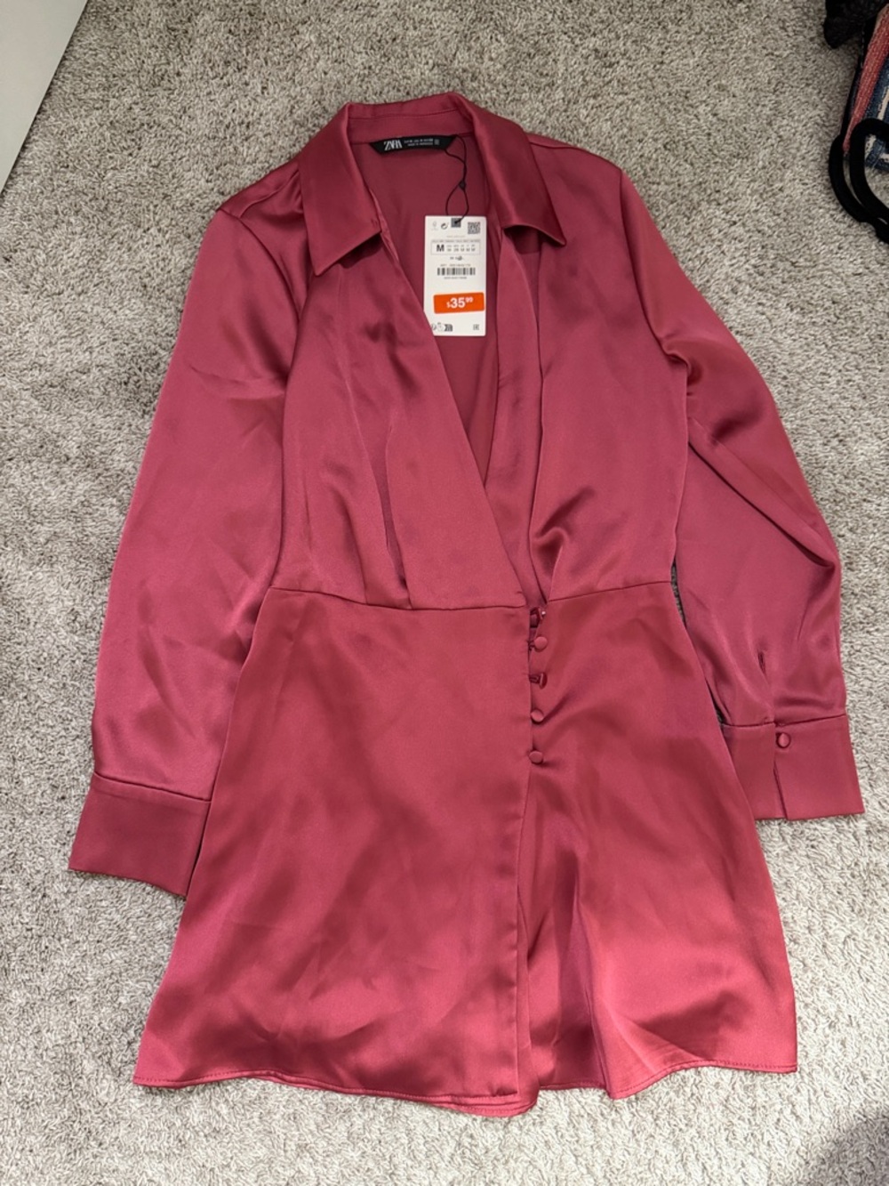 Zara Rose-Mauve Satin Button Romper